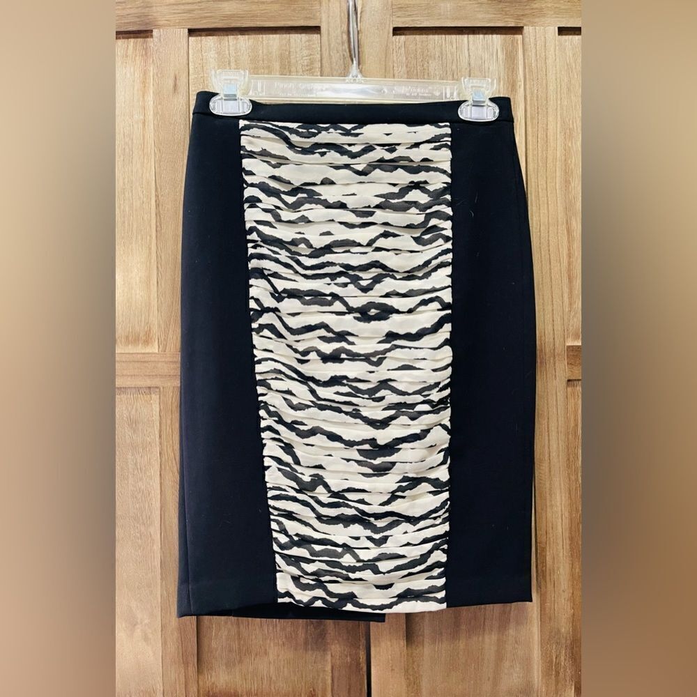 EUC Black with zebra gathered inlay mini skirt.